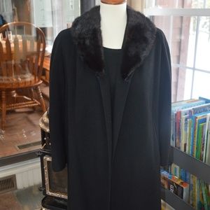 VINTAGE wool dress coat with real fur